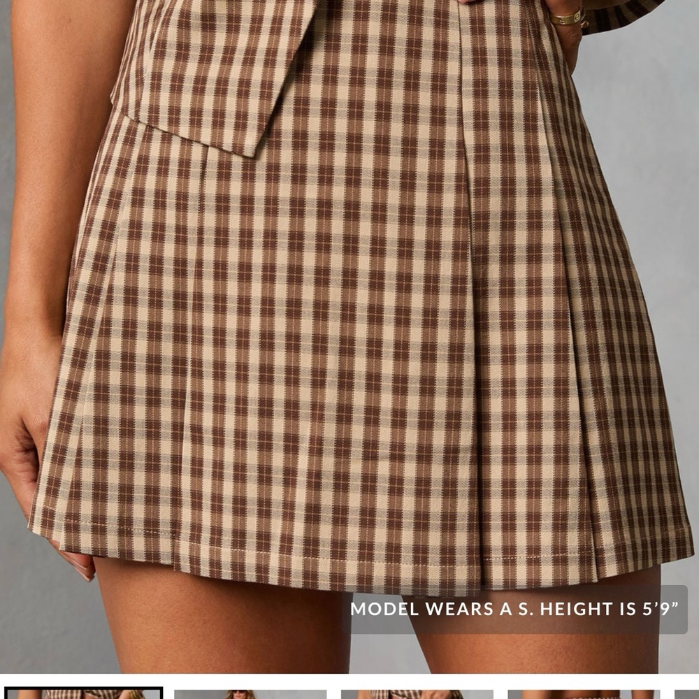 Vici Tan Plaid Mini Skirt